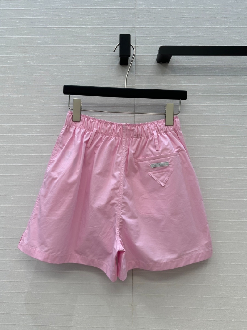 Prada 2025 Spring Summer Exclusive Logo Embroidered Casual Shorts Pink