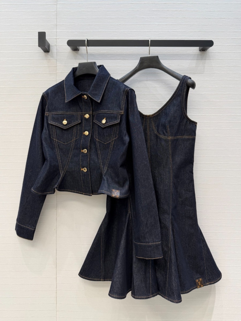 Louis Vuitton Monogram Denim Peplum Jacket in Dark Indigo