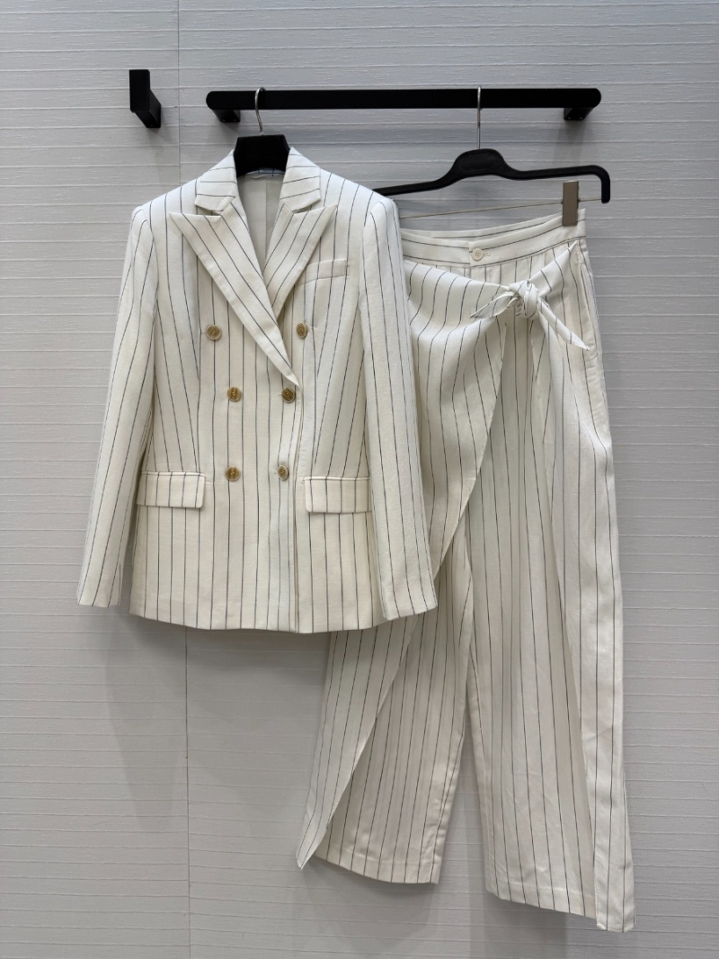Ralph Lauren Tencel-Linen Blend Pinstripe Double-Breasted Tailored Blazer