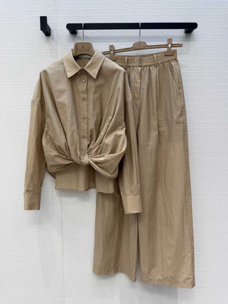 Brunello Cucinelli Silk-Cotton Blend Knot-Hem Shirt in Old Money Aesthetic