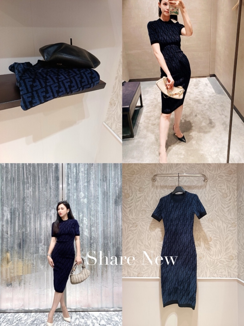 Fendi FF Logo Imported Velvet Knit Dress limited edition