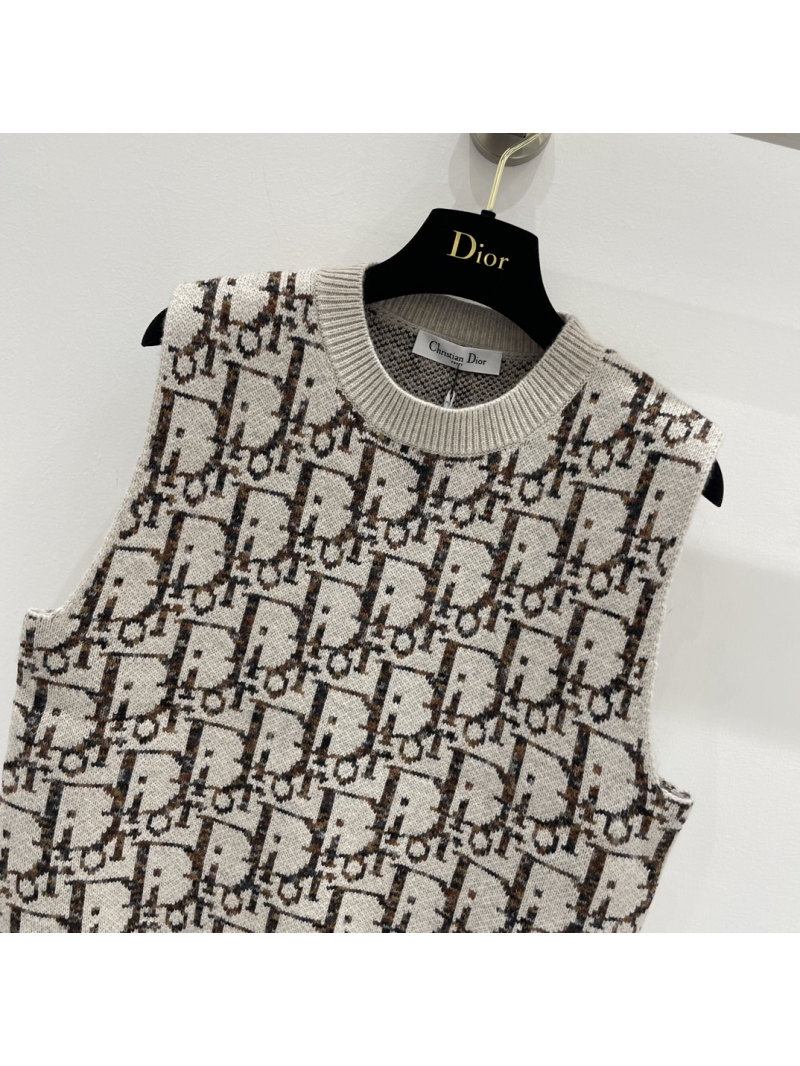 Dior Classic Monogram Wool Knit Vest Grey