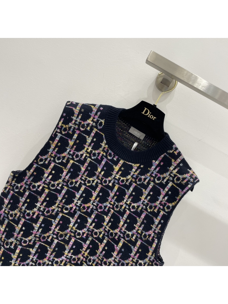 Dior Classic Monogram Wool Knit Vest Multicolor