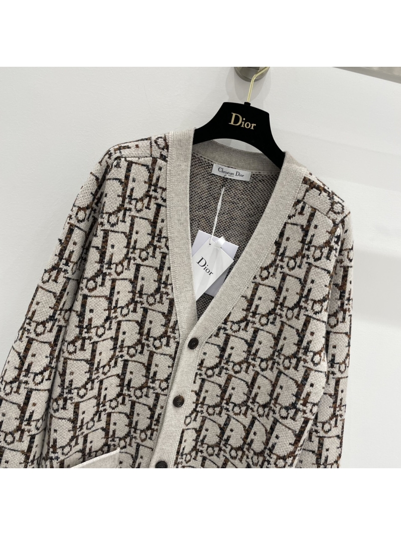 Dior Oblique Monogram Wool Knit Cardigan Grey