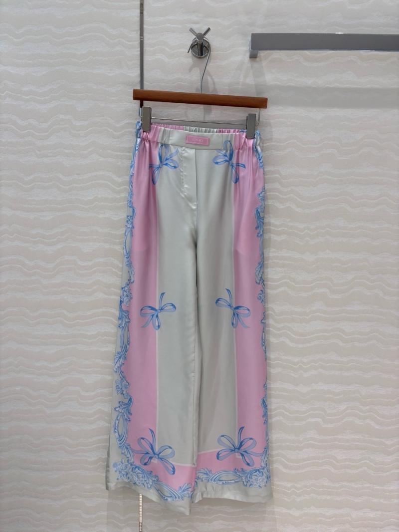 Versace Venus Baroque Print 2025 Spring/Summer 100% Silk Straight-Leg Trousers