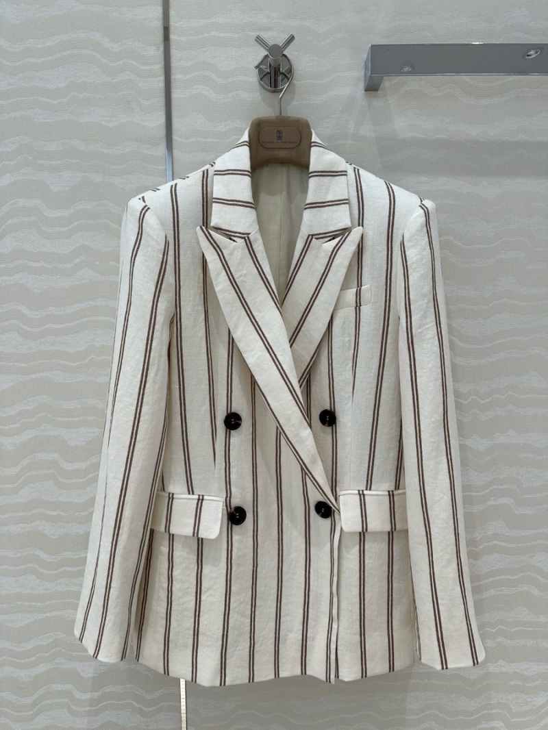 Brunello Cucinelli Striped Linen Blazer – Italian Luxury Tailoring