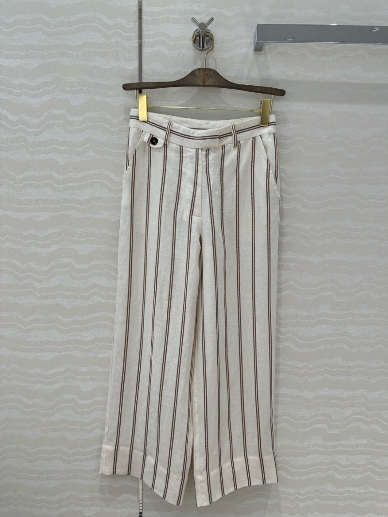 Brunello Cucinelli Striped Linen Straight-Leg Trousers – Italian Minimalist Luxury