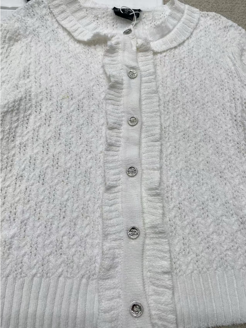 Chanel 25C Early Spring Luxe Knit Cardigan White