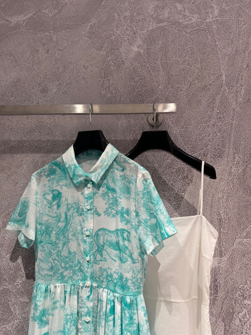 Dior Fall Riviera Mint Green Animal Dress - 2024 Early Spring Collection