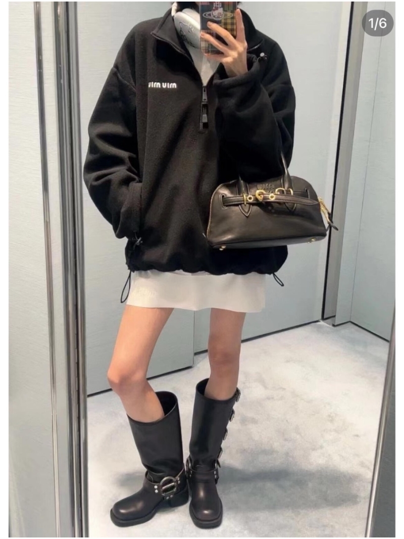 Miu Miu 2024 Unisex OS Fleece Half-Zip Sweatshirt