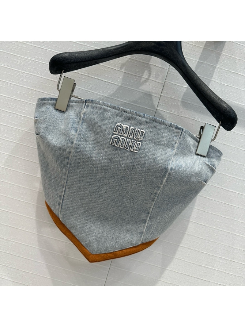 Miu Miu Early Autumn 2024 Denim Bustier Top grey