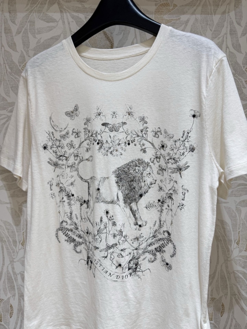 Dior Lion Print T-Shirt with Crystal Embellishments