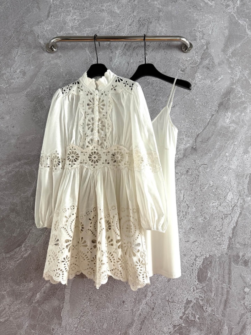 Zimmermann Embroidered Cutout Linen Dress with Detachable Slip Limited Edition