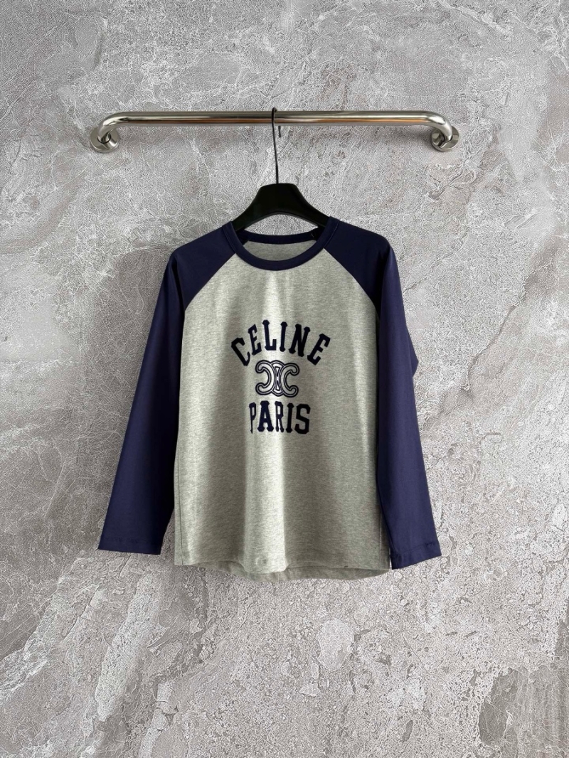 Celine Two-Tone Flocked Logo Cotton T-Shirt