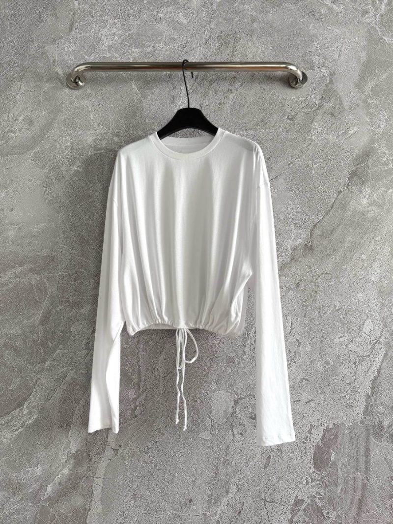 Prada Drawstring Cotton T-Shirt Cropped Tee White