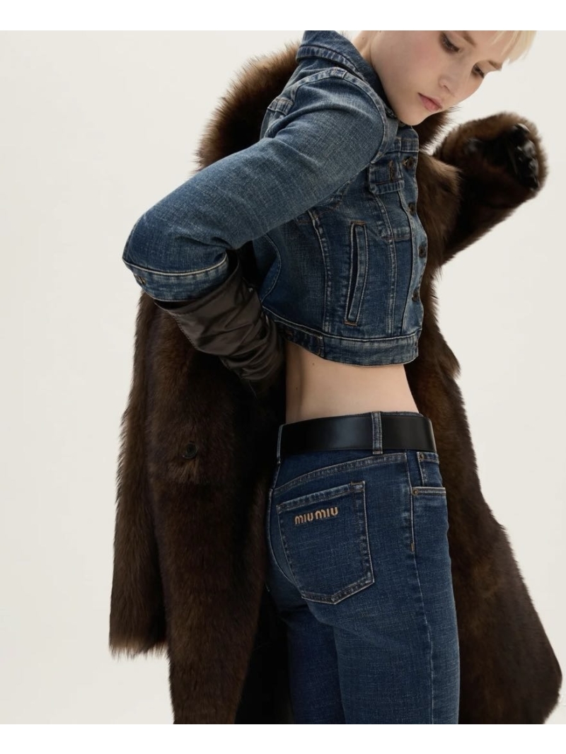 Miu Miu Retro Denim Jacket - Cropped Doll Collar Design