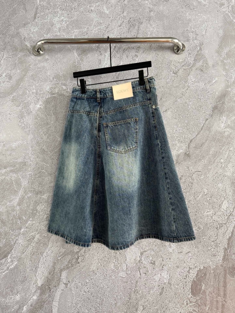 Loewe Asymmetric Washed Denim A-Line Skirt