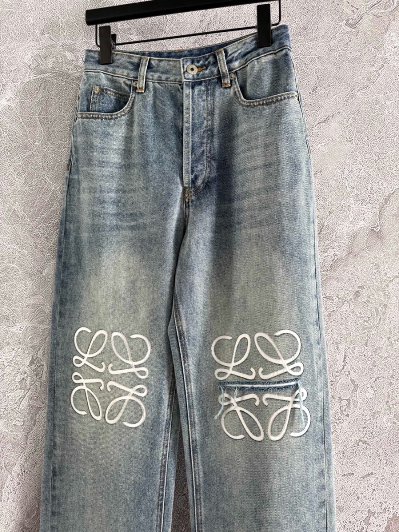 Loewe Laser-Cut Floral Wide-Leg Jeans – Modern Elegance