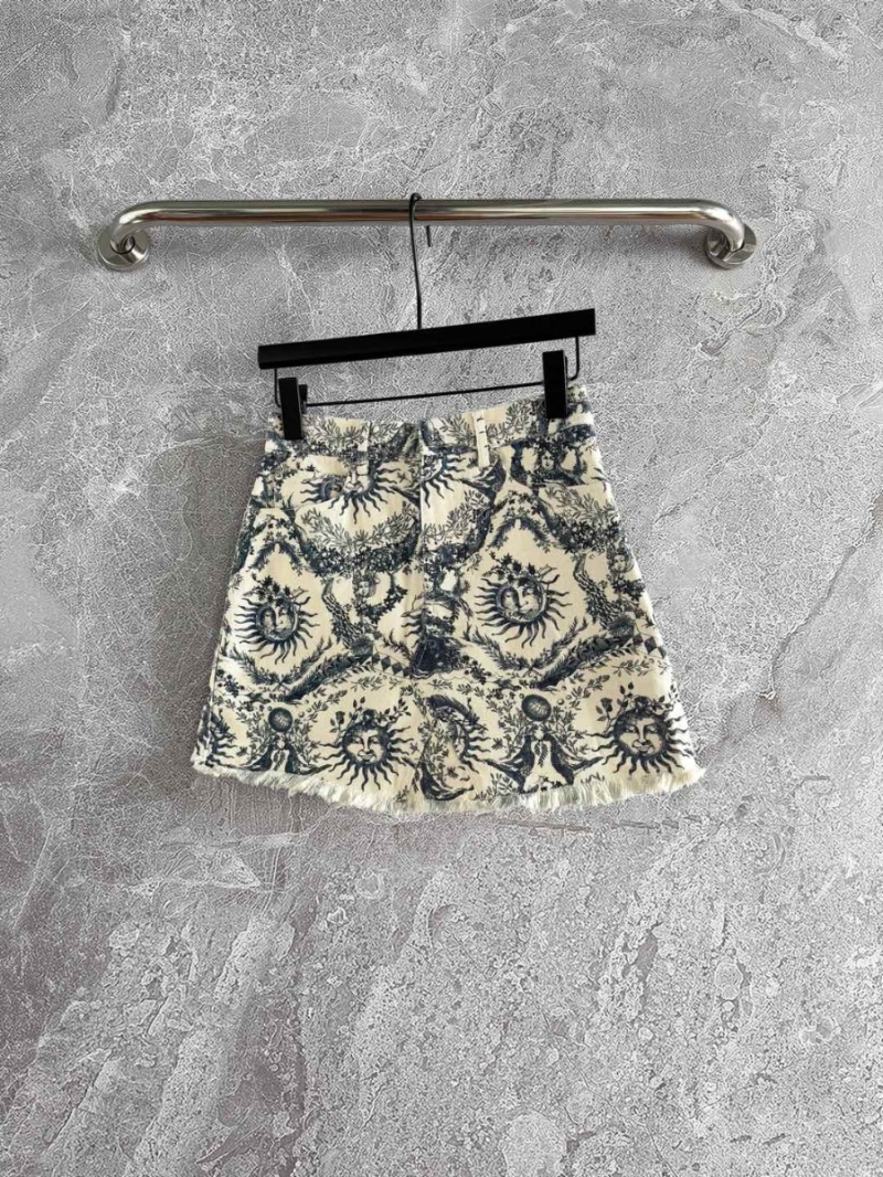 Dior Soleil Print Denim Skirt – Timeless Elegance