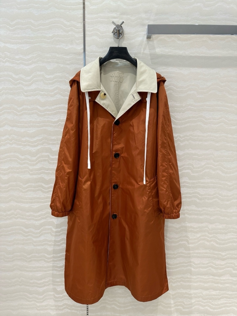 Miu Miu 25 Early Spring Reversible Long Windbreaker Coat Grey Camel