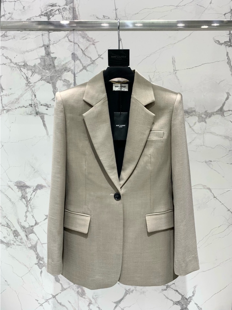 YSL SAINT LAURENT 2024 Loose-Fit Beige Single-Button Blazer