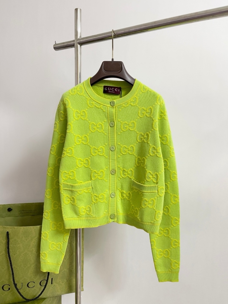 Gucci Double-G Jacquard Knit Cardigan Geen