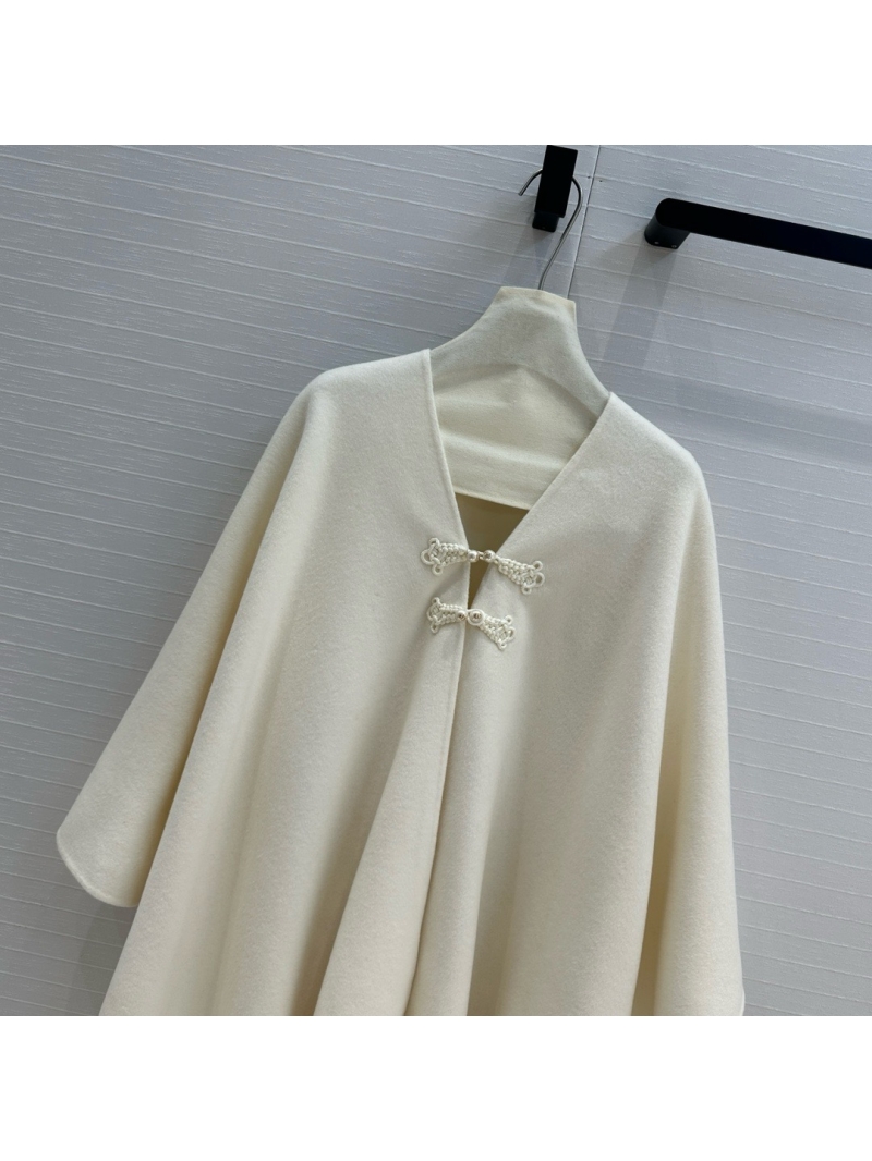 Dior Luxury Cashmere Cape Shawl White