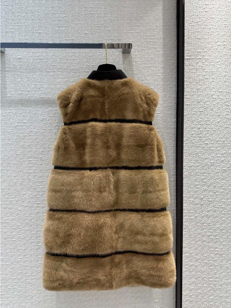 Louis Vuitton Limited Edition Patched Mink Fur Vest Beige