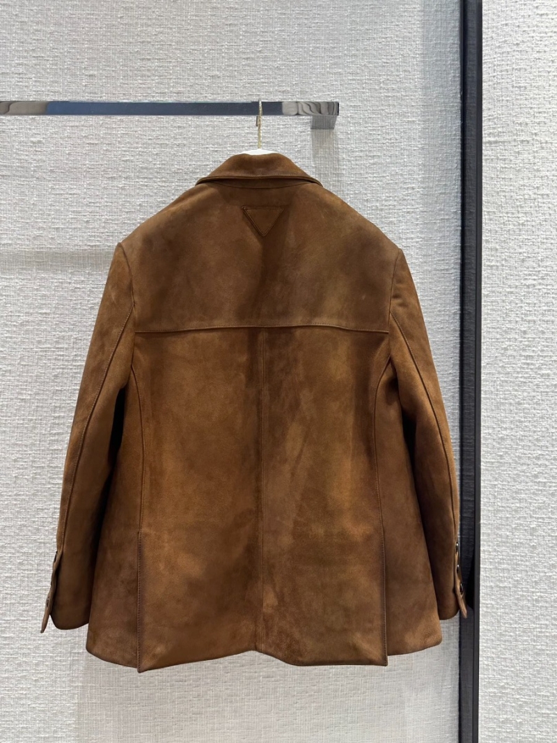  Prada Distressed Suede Large Blazer with Velvet Finish