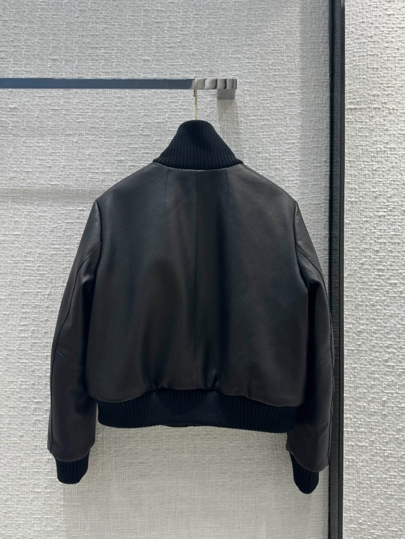 Hermes Top-Tier Lychee Pattern Lamb Leather Biker Jacket Black