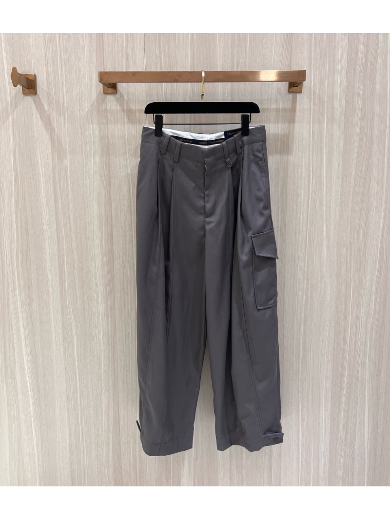 Louis Vuitton LV 24FW Wool Wide-Leg Trousers with Adjustable Hem