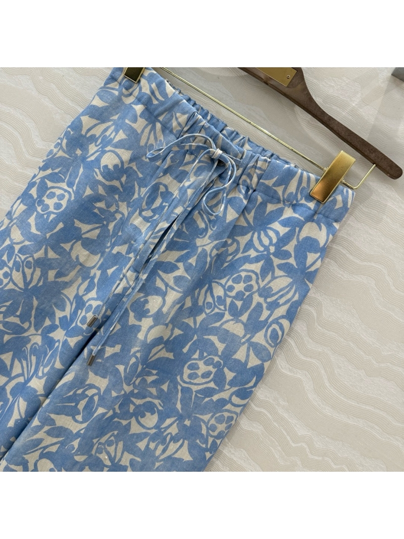Loro Piana Spring/Summer 2025 Helios Linen Palazzo Pants Blue