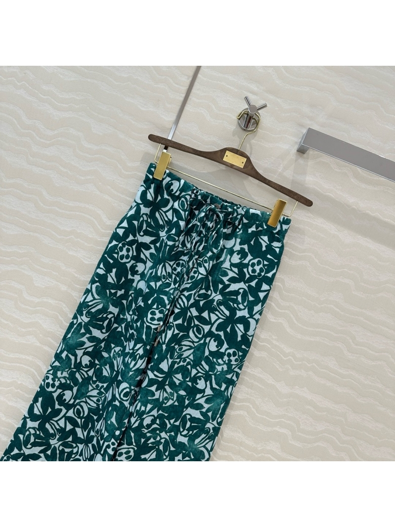 Loro Piana Spring/Summer 2025 Helios Linen Palazzo Pants Green