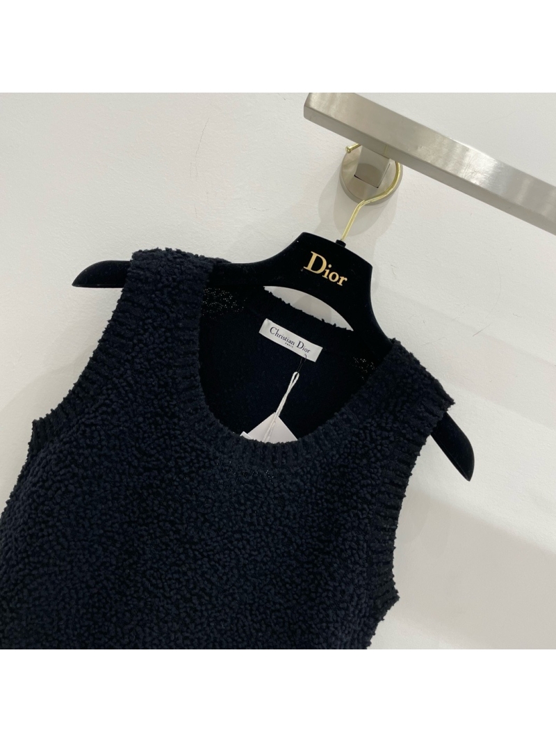 Dior New Wool Ball Tank Top 2024 Fall/Winter Collection Black