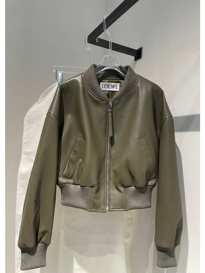 Loewe 24 New Zealand Lambskin Bomber Jacket – Khaki