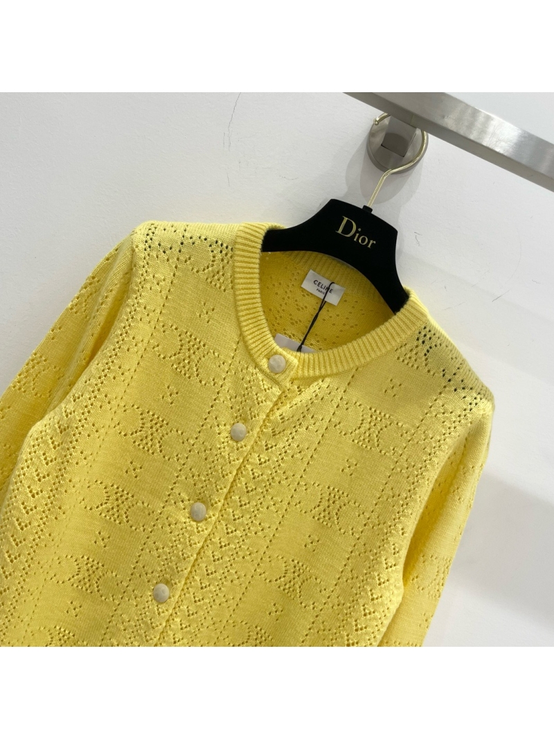 Celine New Hollow Pattern Wool Knit Cardigan Early Fall Collection