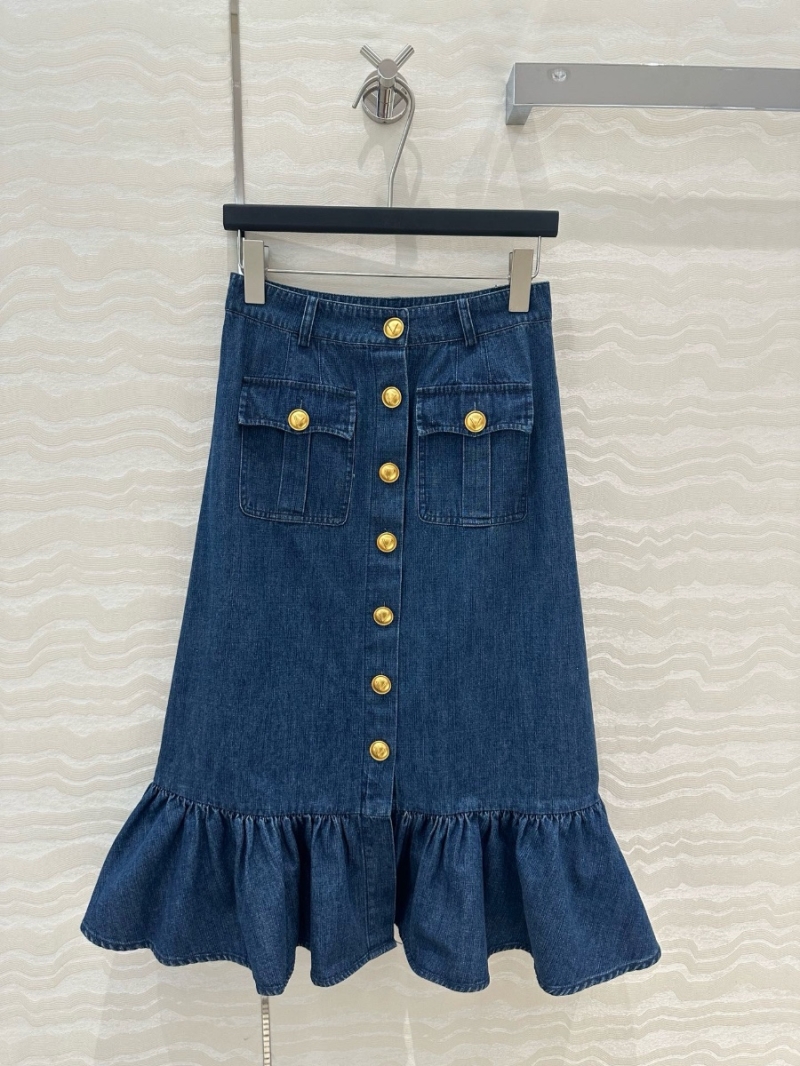 Valentino French Washed Denim Long Skirt – Timeless Elegance