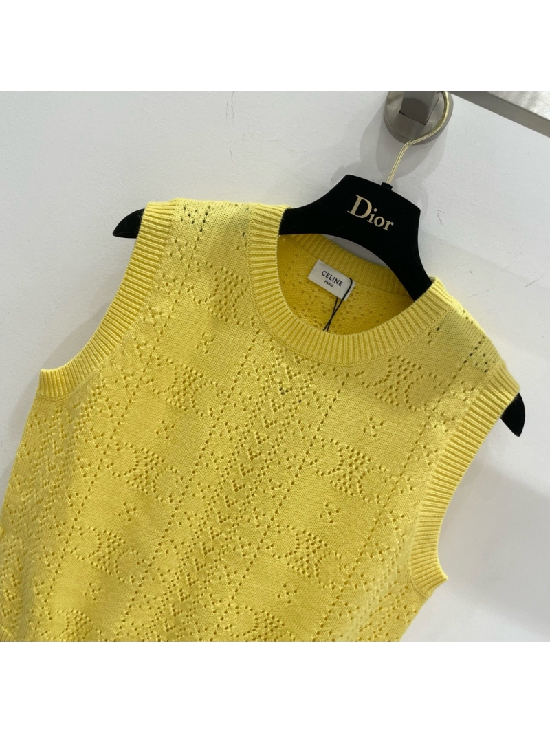 Celine New Hollow Pattern Knit Tank Top Early Fall Collection