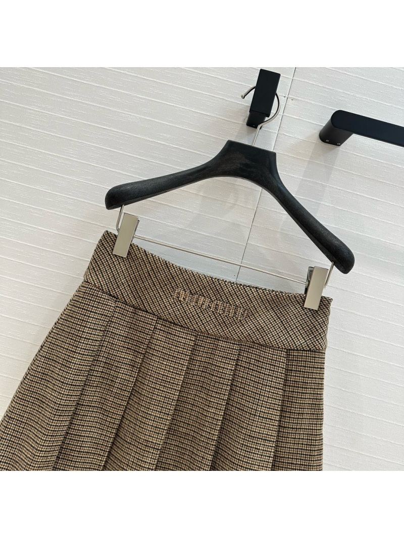 Miu Miu Preppy Plaid Pleated Mini Skirt