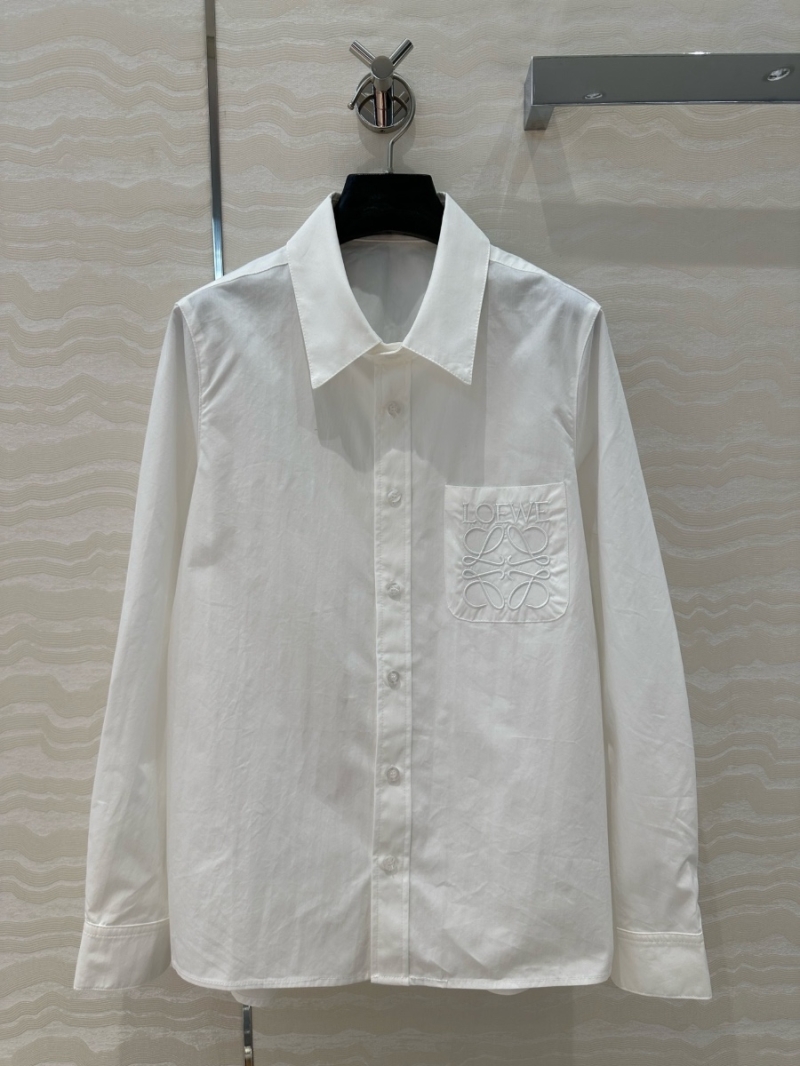 Loewe 25SS Unisex Embroidered Pocket Cotton Shirt White – Subtle Luxury