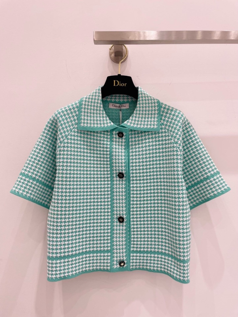 Dior Stylish Houndstooth Cardigan Green