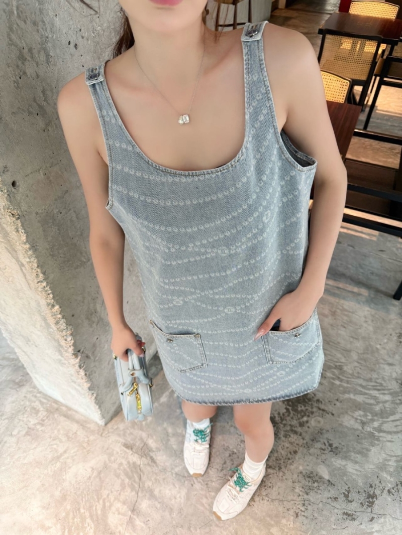 Chanel 25SS Chain Print Denim Tank Dress