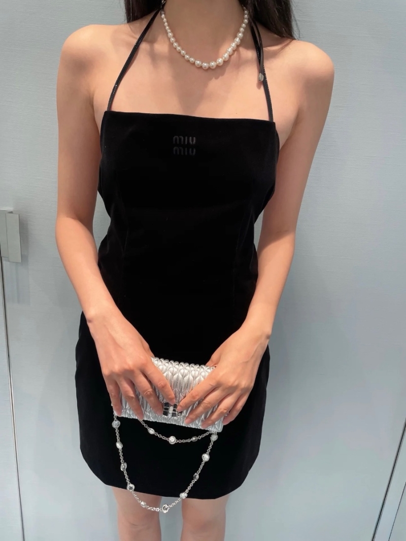 Miu Miu Luxe Velvet Strapless Mini Dress