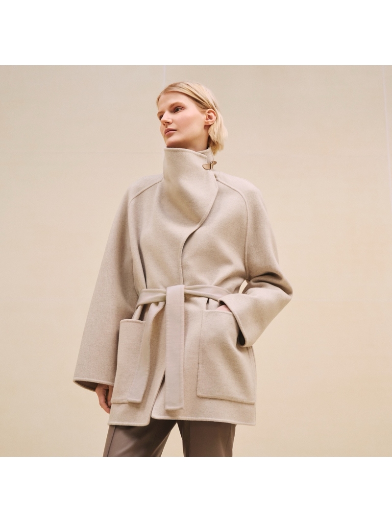 Hermès Fall/Winter 2024 Handcrafted Double-Faced Wool-Cashmere Coat Grey