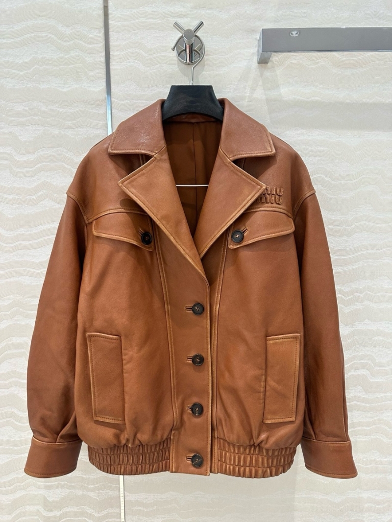 Miu Miu Imported Vintage Style Lambskin Biker Jacket Limited Edition Camel