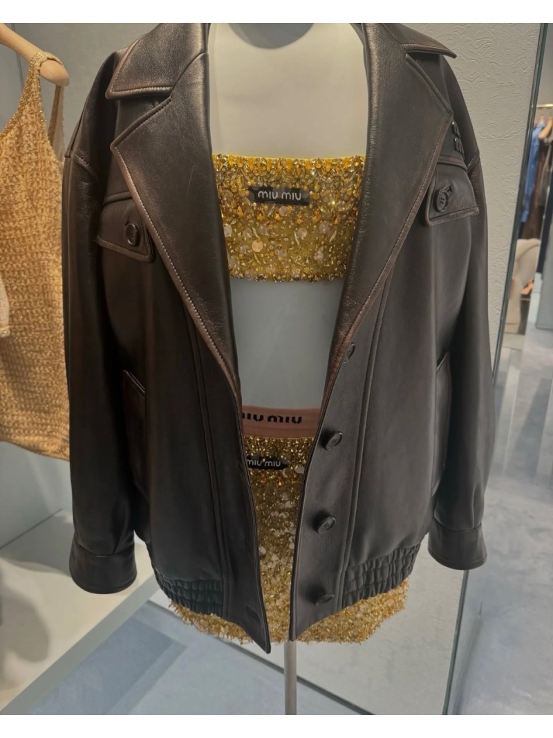 Miu Miu Imported Vintage Style Lambskin Biker Jacket Limited Edition