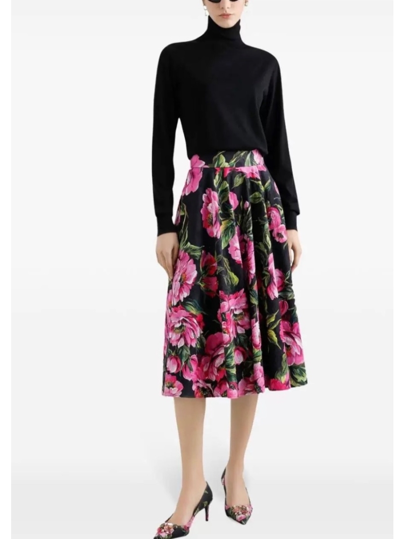 Dolce & Gabbana DG 2025 Spring Collection Sicily Rose Print Long Skirt