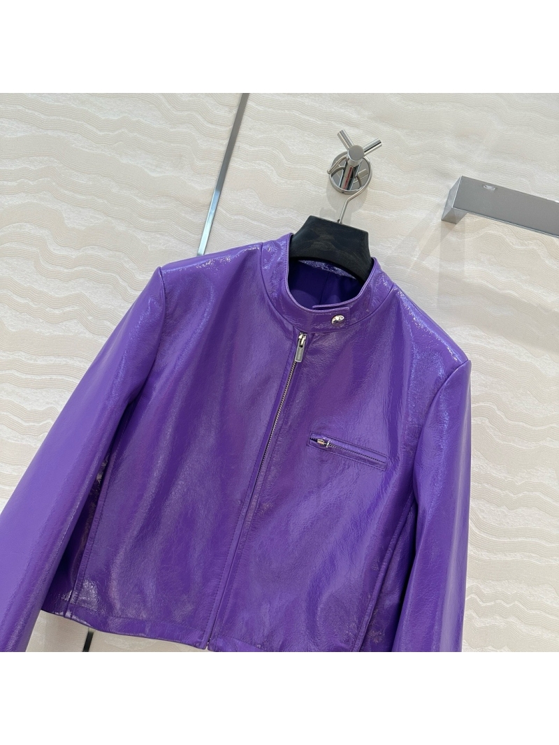 Miu Miu 25 Early Spring Purple Imported Patent Lambskin Flight Jacket