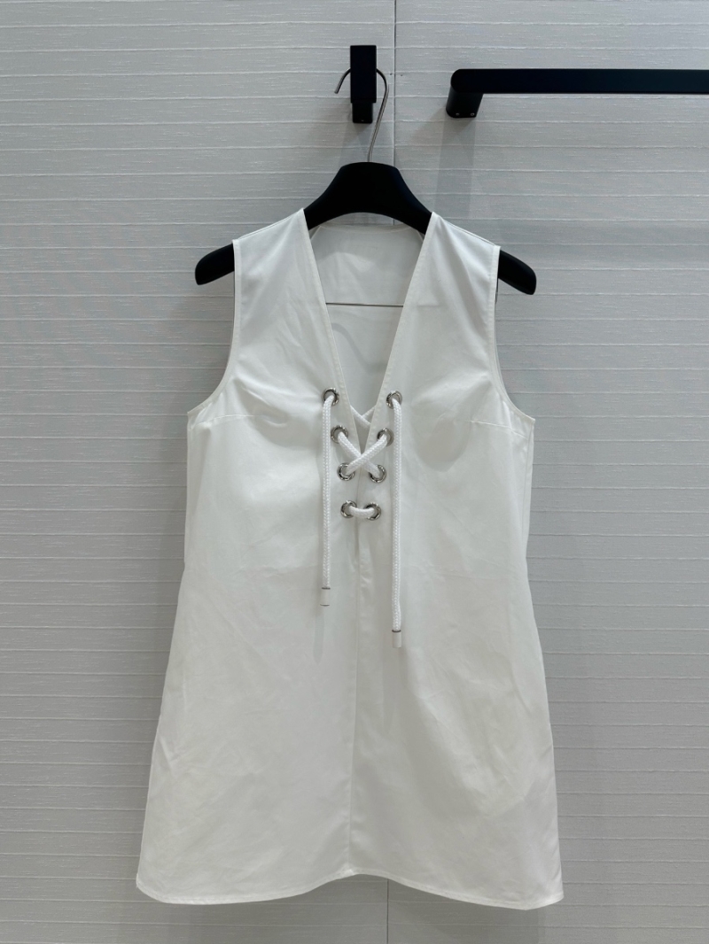 Prada 2025 Spring/Summer Fresh White Vacation Dress with Rope Tie Detail