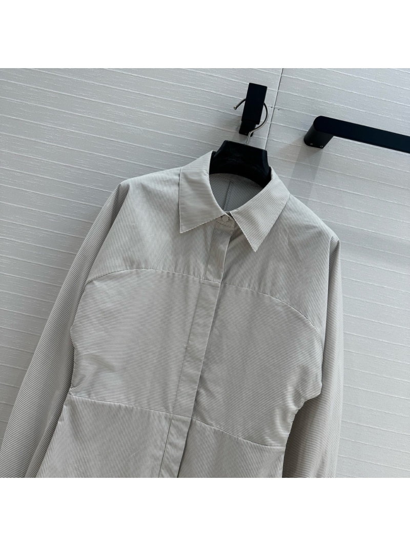 Fendi 2025 Early Spring Striped Waist-Tailored Shirt with Logo Embroidery